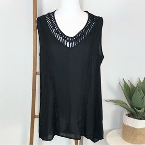 𝅺anthropology Maeve black crepe camisole woven detail M